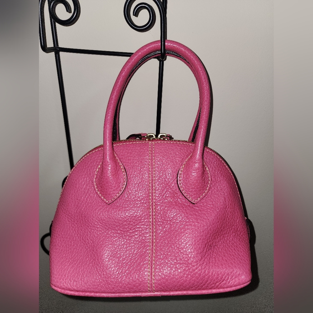 Dooney And Bourke Pink Pebbled Leather Mini Purse Gold Hardware - Picture 4 of 4